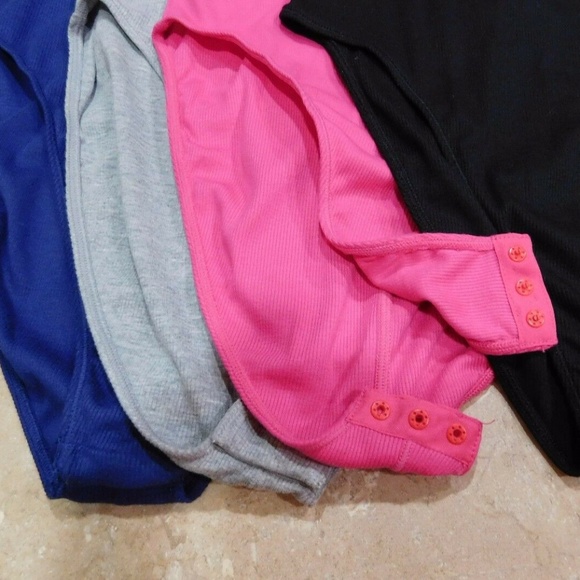 Cassandra GRAY Rib Knit Henley Body Suit Top L - Picture 2 of 3